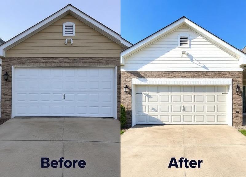Before and after garage door installation - West Henrietta Garage Doors transformation